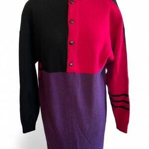 Vintage 80's 90s steve fabrikant midi sweater wool blend dress